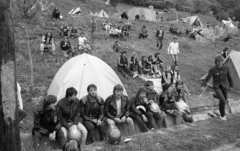 Hungary, Budapest III., Laborc utca., 1982, Magyar Rendőr, tent, crash helmet, motorcycle race, Budapest, Fortepan #66856