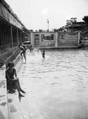 Magyarország, Budapest III., Csillaghegyi strandfürdő., 1934, Fortepan, reklám, Persil-márka, mosópor, Kaiser szappan, Budapest, strand, Fortepan #6961