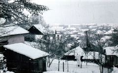 Szlovákia, Poltár, kilátás az ulica Revolucná tetejéről a város felé., 1966, Zsanda Zsolt, Vajszada Károly, Csehszlovákia, tél, hó, színes, Fortepan #70031