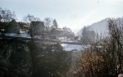 Ausztria, Feldkirch, a Veitskapfgasse házai a Tschitscher-Schloss felől nézve., 1967, Zsanda Zsolt, Vajszada Károly, színes, Fortepan #70037