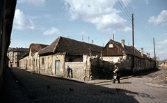 Hungary, Óbuda, Budapest III., Kiscelli utca - Szőlőkert utca sarok, balra a Kiscelli utcán át a Szőlő utca felé látni., 1968, Zsanda Zsolt, Vajszada Károly, colorful, street view, Budapest, Fortepan #70099