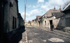 Hungary, Óbuda, Budapest III., Szőlőkert utca a Föld utca felől a Solymári utca felé nézve., 1968, Zsanda Zsolt, Vajszada Károly, colorful, street view, Budapest, chimney, pylon, Fortepan #70108