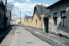 Hungary, Óbuda, Budapest III., Szőlőkert utca a Föld utca felől a Solymári utca felé nézve., 1968, Zsanda Zsolt, Vajszada Károly, colorful, street view, Budapest, pylon, Fortepan #70110