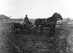 1939, Lissák Tivadar, szekér, lovaskocsi, sár, lószerszám, Fortepan #71278