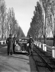 1939, Lissák Tivadar, Steyr-márka, osztrák gyártmány, jegenyefasor, katona, országút, automobil, Steyr 100/200, Fortepan #71296