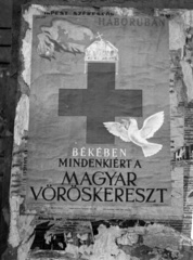 Magyarország, Budapest, 1941, Lissák Tivadar, plakát, vöröskereszt, galamb, korona, Magyar Vöröskereszt, Klösz György és Fia Grafikai Rt, Gönczi-Gebhardt Tibor-grafika, Fortepan #71728