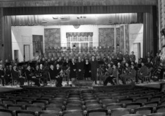 Hungary, Szeged, Szegedi Nemzeti Színház (ekkor Városi Színház)., 1943, Lissák Tivadar, musical instrument, tableau, band, violin, double bass, horn, theater room, Fortepan #72048