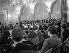 Hungary, Budapest V., Vigadó., 1943, Lissák Tivadar, band, choir, conductor, theater room, Budapest, auditorium, Fortepan #72076