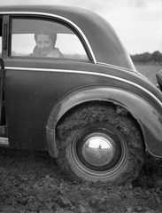 1943, Lissák Tivadar, Gerrman brand, DKW-brand, mud, automobile, hubcap, Fortepan #72144