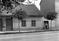 Slovakia, Komarno, Gombai (Bercsényi) utca 14., 1943, Lissák Tivadar, sign-board, butcher shop, Fortepan #72161