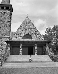 Magyarország, Galyatető, Mátraszentimre, Magyarok Nagyasszonya ("Kodály") templom., 1943, Lissák Tivadar, templom, katolikus, neoromán építészet, Jankó Gyula-terv, Fortepan #72245