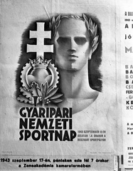 1943, Lissák Tivadar, sport, plakát, címer, Légrády Sándor-grafika, Globus Nyomda, Fortepan #72526