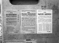 Hungary, Budapest XIII., plakátok a Pozsonyi út 38-40. számú ház Szent István park felőli oldalán, a Dunapark kávéház bejárata mellett., 1944, Lissák Tivadar, poster, announcement, Budapest, Fortepan #72667