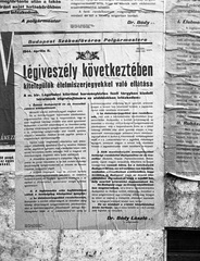 Hungary, Budapest, 1944, Lissák Tivadar, poster, bombing, announcement, Fortepan #72673