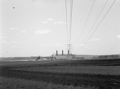 Hungary, Lőrinci, a befejezés előtt álló Mátravidéki Erőmű., 1944, Lissák Tivadar, power station, power line, Fortepan #72703