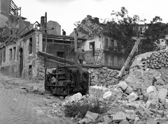 Magyarország, Budapest I., a Batthyány utca 49. számú ház bontása., 1945, Lissák Tivadar, háborús kár, járműroncs, rom, épületkár, Budapest, Fortepan #72944