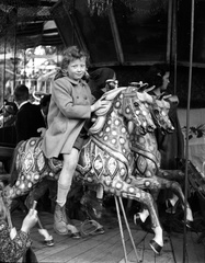 1946, Lissák Tivadar, hobby horse, carousel, toy, girl, Fortepan #72995