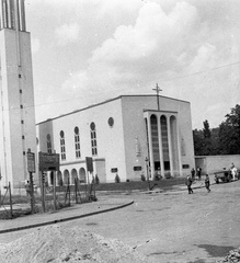 Magyarország, Budapest II., Pasaréti tér, Páduai Szent Antal-templom., 1934, Lissák Tivadar, templom, utcakép, Budapest, Rimanóczy Gyula-terv, Fortepan #73104