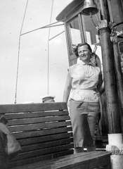 Hungary,Lake Balaton, 1943, Fortepan, portrait, ship, bell, woman, lifebelt, Fortepan #7347