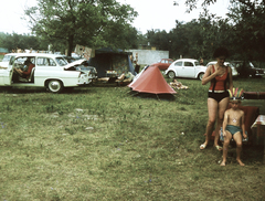 Hungary, Lake of Szelid, kemping., 1971, Márton Gábor, colorful, tent, camping, automobile, Fortepan #73594