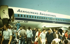 1968, Romák Éva, színes, amerikai gyártmány, repülőgép, repülőtér, Boeing-márka, légikísérő, Boeing 737, Aerolineas Argentinas, Fortepan #73770