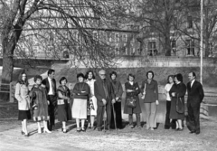 Magyarország, Esztergom, Prímás sziget, Gesztenye fasor a Zeneiskolánál. Balra a Bottyán híd a Kis-Dunán, a túlparton balra a vármegyei bérpalota., 1975, Esztergomi Zsolt Nándor Zeneiskola, Fortepan #74317