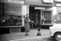 Németország, Hamburg, Hamburger Strasse 186., 1965, Romák Éva, kutya, NSZK, kutyasétáltatás, Fortepan #74338