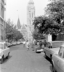 Magyarország, budai Vár, Budapest I., Szentháromság utca, Mátyás-templom., 1979, Fortepan, templom, Skoda-márka, Polski Fiat-márka, Wartburg-márka, Alfa Romeo-márka, Budapest, Fortepan #7478