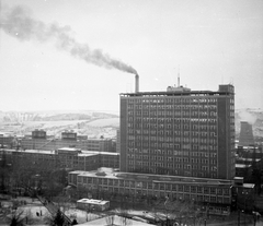 Csehország, Zlín, (Gottwaldov), Baťa cipőgyár épületei a Moszkva szállodából nézve., 1960, Romák Éva, Csehszlovákia, ipar, modern építészet, cipőgyártás, Vladimír Karfík-terv, konstruktivizmus, Fortepan #75004