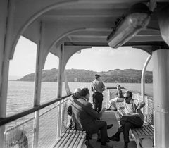 Hungary,Lake Balaton, Komp II. (most Kisfaludy Sándor) fedélzete., 1969, Romák Éva, ferry, Sándor Kisfaludy/Komp II. ferry, Fortepan #75041