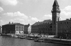 Németország, Passau, a város a Dunáról nézve, jobbra a Városháza., 1964, Drobni Nándor, Droppa Kálmán, torony, NSZK, Fortepan #75255