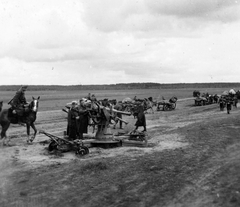 1942, Teller Ferenc, Gergelyi Béla, keleti front, háborús kár, második világháború, ágyú, lovas, Fortepan #75406