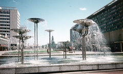 Germany, Dresden, Prager Strasse a Wiener Platz (ekkor névtelen, később Leninplatz) felől nézve., 1969, Kristek Pál, colorful, fountain, GDR, Fortepan #75627