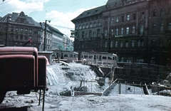 Magyarország, Budapest VIII., Baross tér a Fiumei (Mező Imre) út felé nézve., 1968, Kristek Pál, színes, építkezés, Budapest, Fortepan #75651