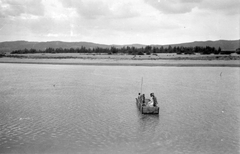 Romania,Transylvania, Năpradea, a Szamos folyó a falu mellett., 1930, Péchy László, barge, Fortepan #75811