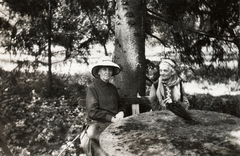 1930, Péchy László, women, umbrella, Fortepan #75825