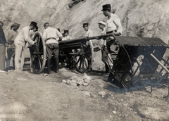 Austria, Mödling, Császári és Királyi Katonai Műszaki Főiskola (később HTL Mödling néven főiskola) kadétok lőgyakorlaton., 1914, Péchy László, cannon, artillery, Fortepan #75947