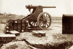 Austria, Mödling, Császári és Királyi Katonai Műszaki Főiskola (később HTL Mödling néven főiskola) lőtere., 1914, Péchy László, cannon, ammunition, artillery, Fortepan #75949