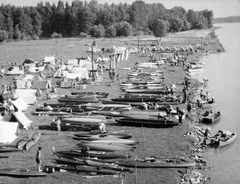 1955, Fortepan, river, tent, kayak, shore, camp, shore, Fortepan #7595