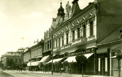 Magyarország, Hódmezővásárhely, Andrássy út, szemben balra a Kossuth téren a Fekete Sas Szálló látszik., 1928, Fortepan, Fortepan #76049