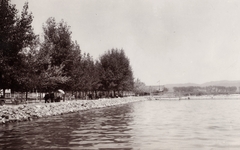 Hungary,Lake Balaton, Keszthely, Balaton-part., 1903, Fortepan, water surface, pier, shore, Fortepan #76284