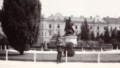 Croatia, Zagreb, Trg Josipa Jurja Strossmayera, Sárkányölő Szent György-szobor (Fernkorn, 1853.)., 1903, Fortepan, man, horse sculpture, dragon portrayal, Saint George-portrayal, Fortepan #76289