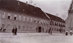 Croatia, Zagreb, Szent Márk tér (Trg svetog Marka), Báni palota (Banski dvori)., 1903, Fortepan, carriage, street view, lamp post, venetian blind, Fortepan #76300