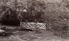 1903, Fortepan, men, water surface, shore, wooden bridge, stream, Fortepan #76321