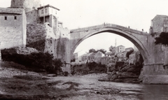 Bosnia and Herzegovina, Mostar, Öreg híd (Stari most) a Neretva folyón., 1903, Fortepan, bridge, water surface, picture, shore, shore, arch bridge, Mimar Hajrudin-design, pointed arch, Fortepan #76326