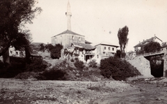 Bosznia-Hercegovina, Mostar, Nezir aga dzsámija., 1903, Fortepan, híd, folyó, látkép, folyópart, minaret, Fortepan #76340