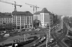 Hungary, Budapest VIII.,Budapest V., Kálvin tér a Múzeum körút felé nézve., 1990, Erdei Katalin, transport, intersection, crane, Budapest, Fortepan #76453