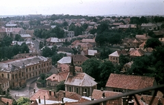 Magyarország, Veszprém, kilátás a Tűztoronyból a Bem József utca felé, előtérben a Ranolder János (Béke) tér., 1966, Herth Viktória dr, Bodó Emma, színes, városkép, kilátás, Fortepan #76478