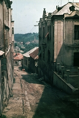 Magyarország, Veszprém, Ányos Pál utca az Óváros (Vörös Hadsereg) térről nézve., 1966, Herth Viktória dr, Bodó Emma, színes, utcakép, villanyoszlop, Fortepan #76499