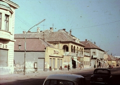 Magyarország, Veszprém, Kossuth Lajos utca., 1966, Herth Viktória dr, Bodó Emma, színes, utcakép, automobil, villanyoszlop, Fortepan #76528